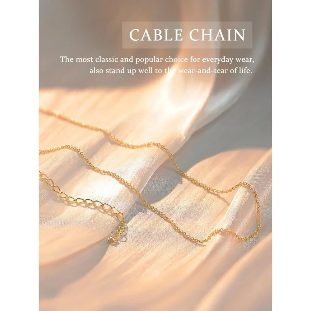 14K Gold Rolo Chain Plated 925 Silver Chain Necklace 14-20" Dainty Choker Women - Picture 2 of 7